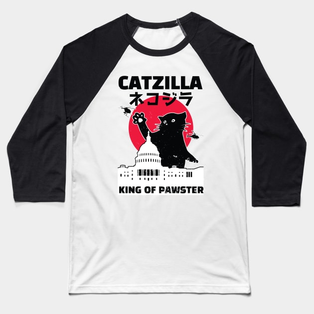 Catzilla | Funny cat Baseball T-Shirt by LR_Collections